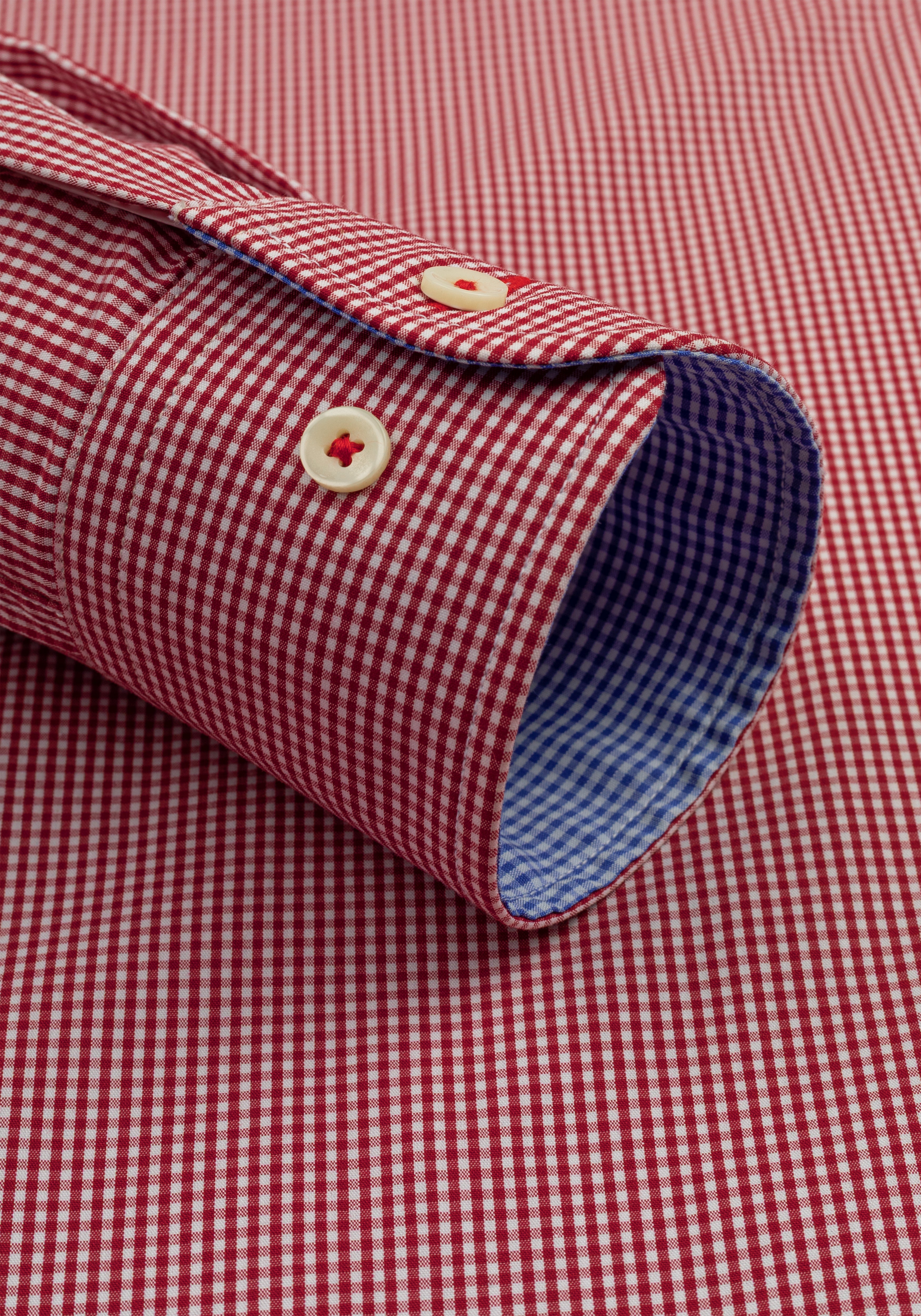 Bright Red Checked Cotton Lycra Shirt