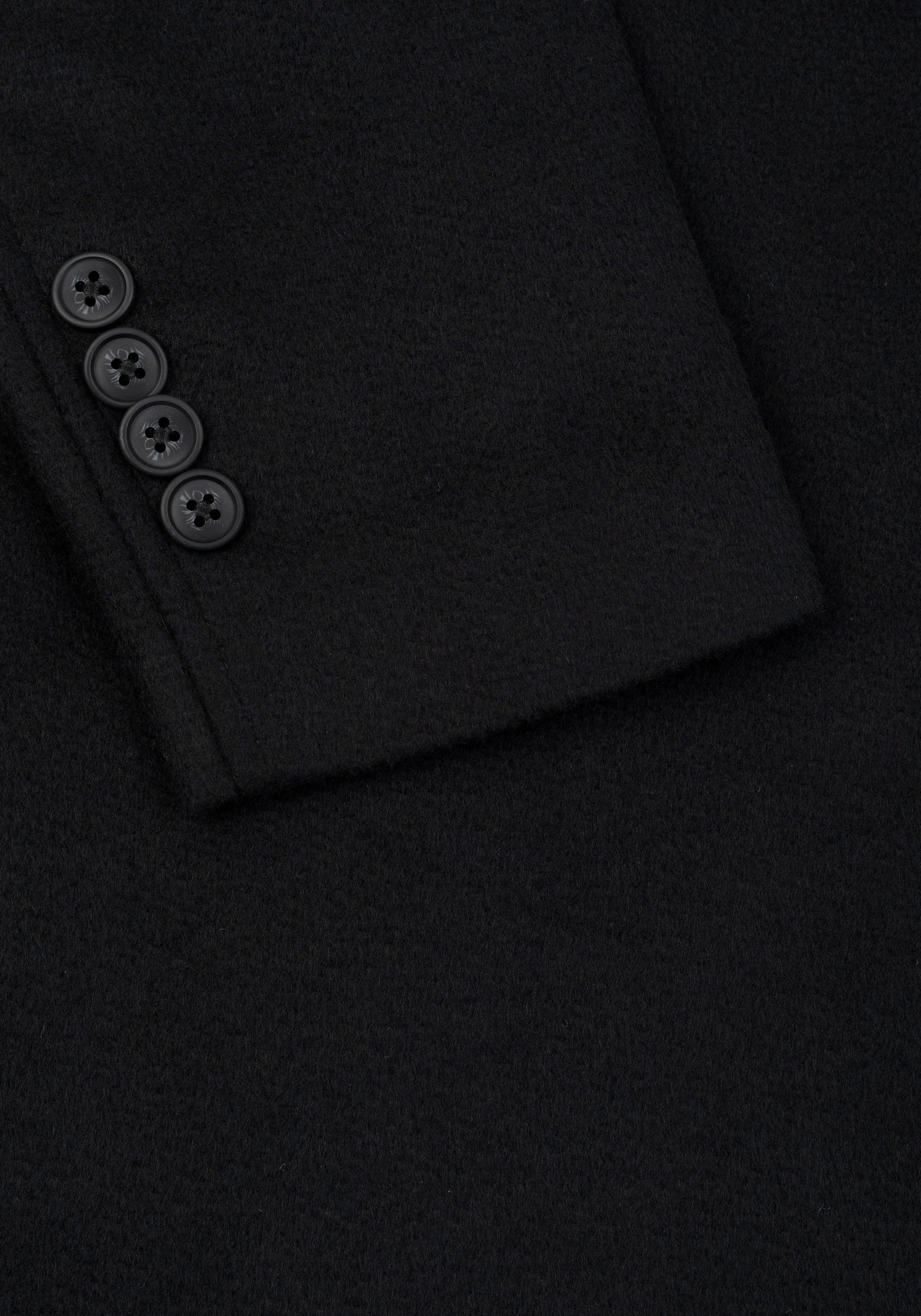 Shadow Black Double-Breasted Poly Coat