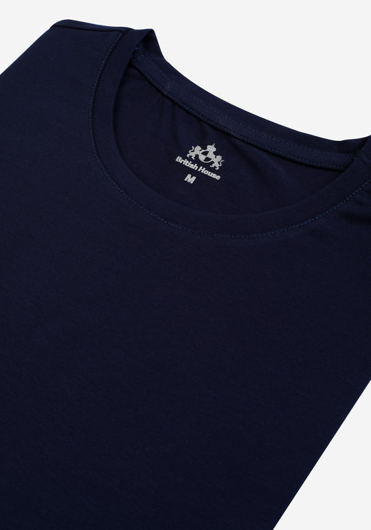 Dark Navy Cotton Undershirt - Short Sleeve