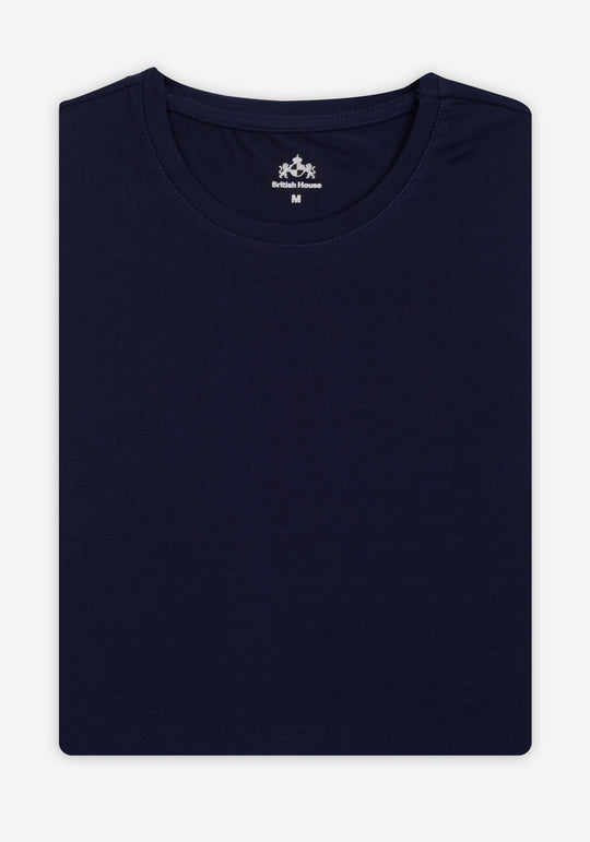 Dark Navy Cotton Undershirt - Short Sleeve