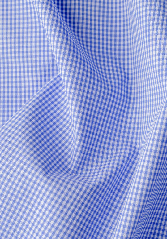 Majesty Blue Checked Cotton Lycra Shirt