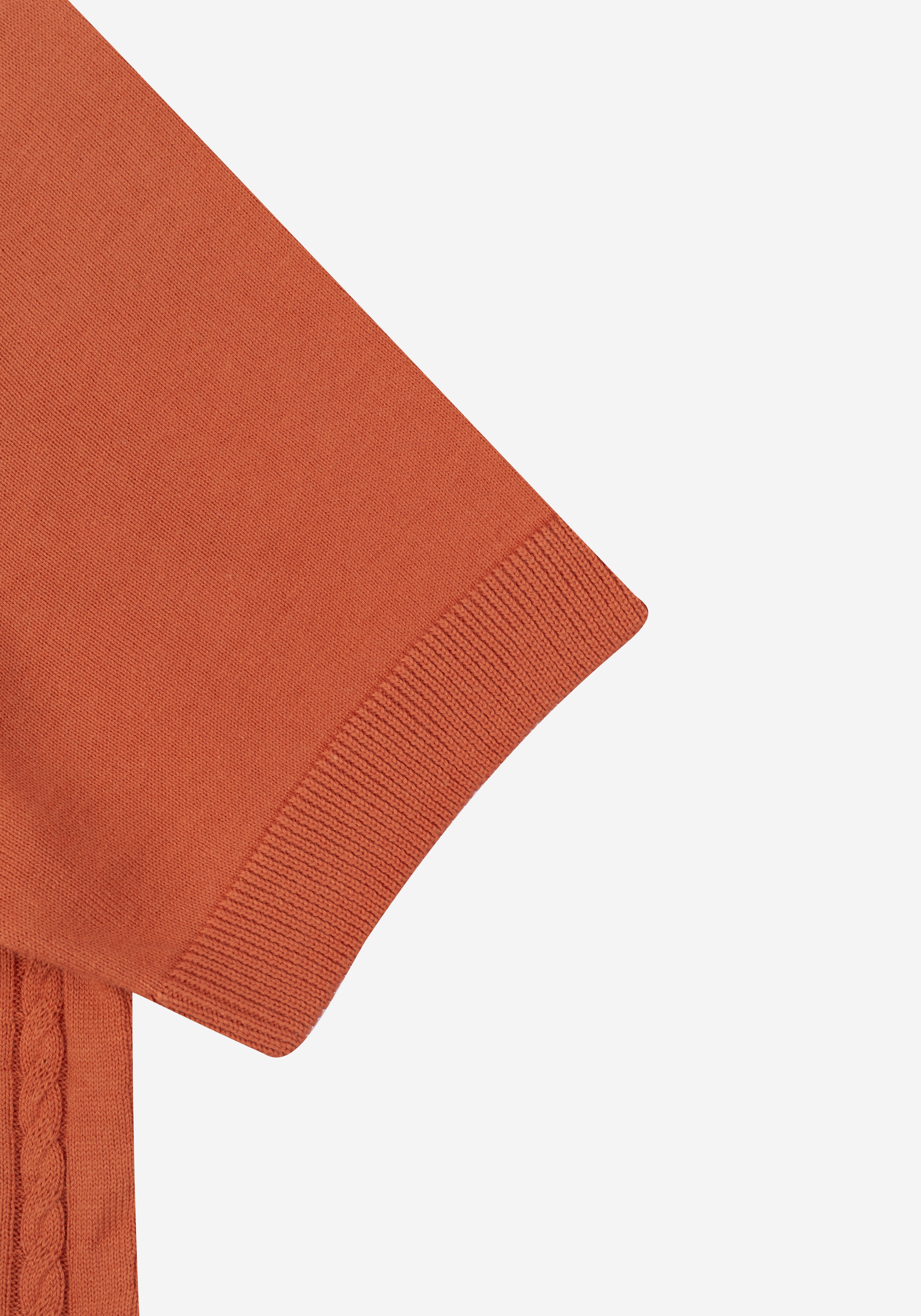 Burnt Orange Braided Knitted Polo Shirt