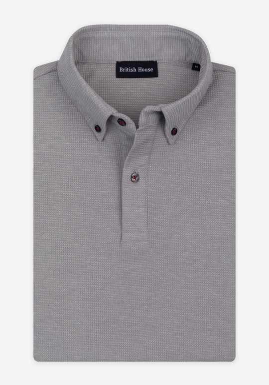 Whisper Grey Waffle Polo Shirt
