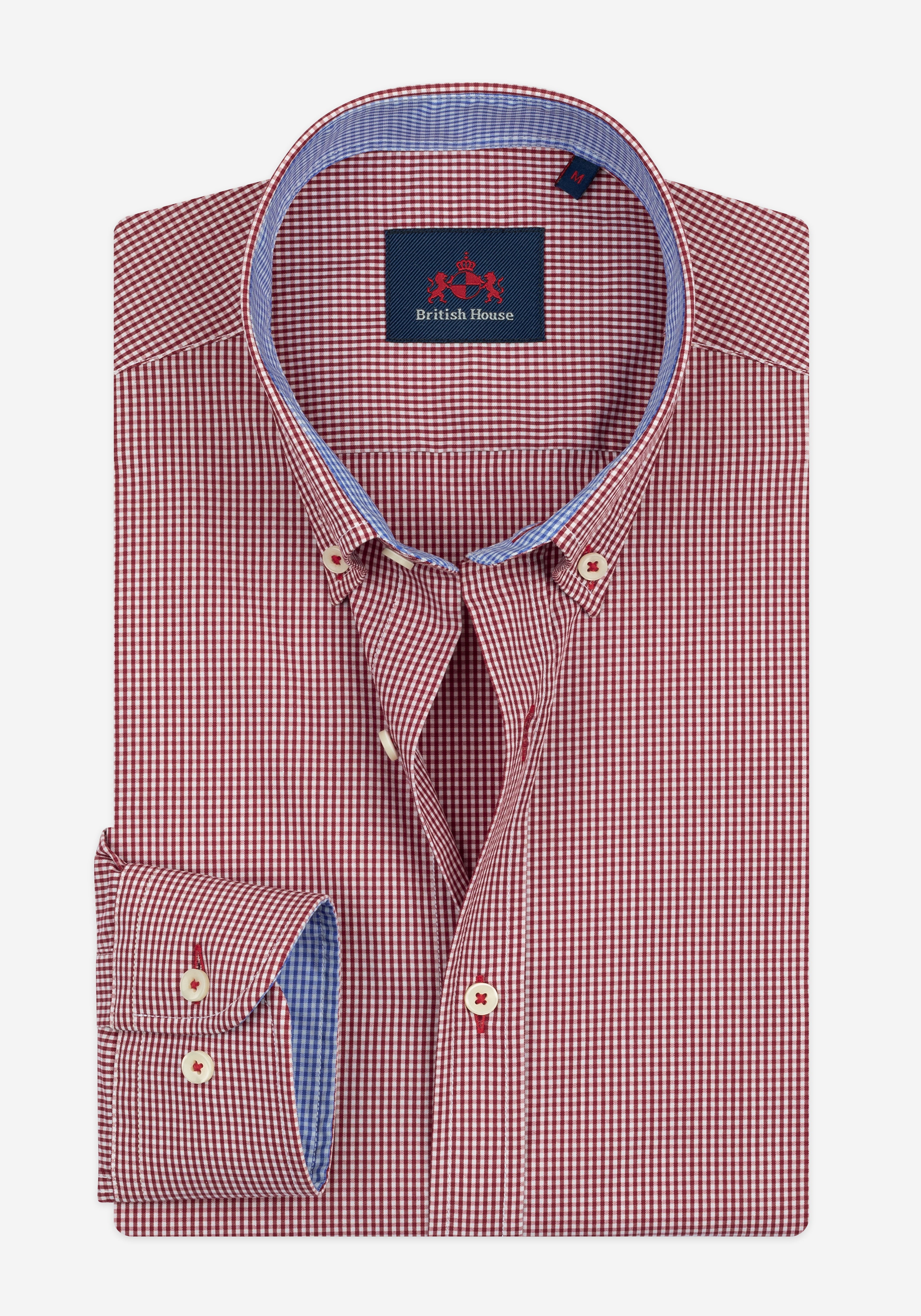 Dark Red Checked Cotton Lycra Shirt