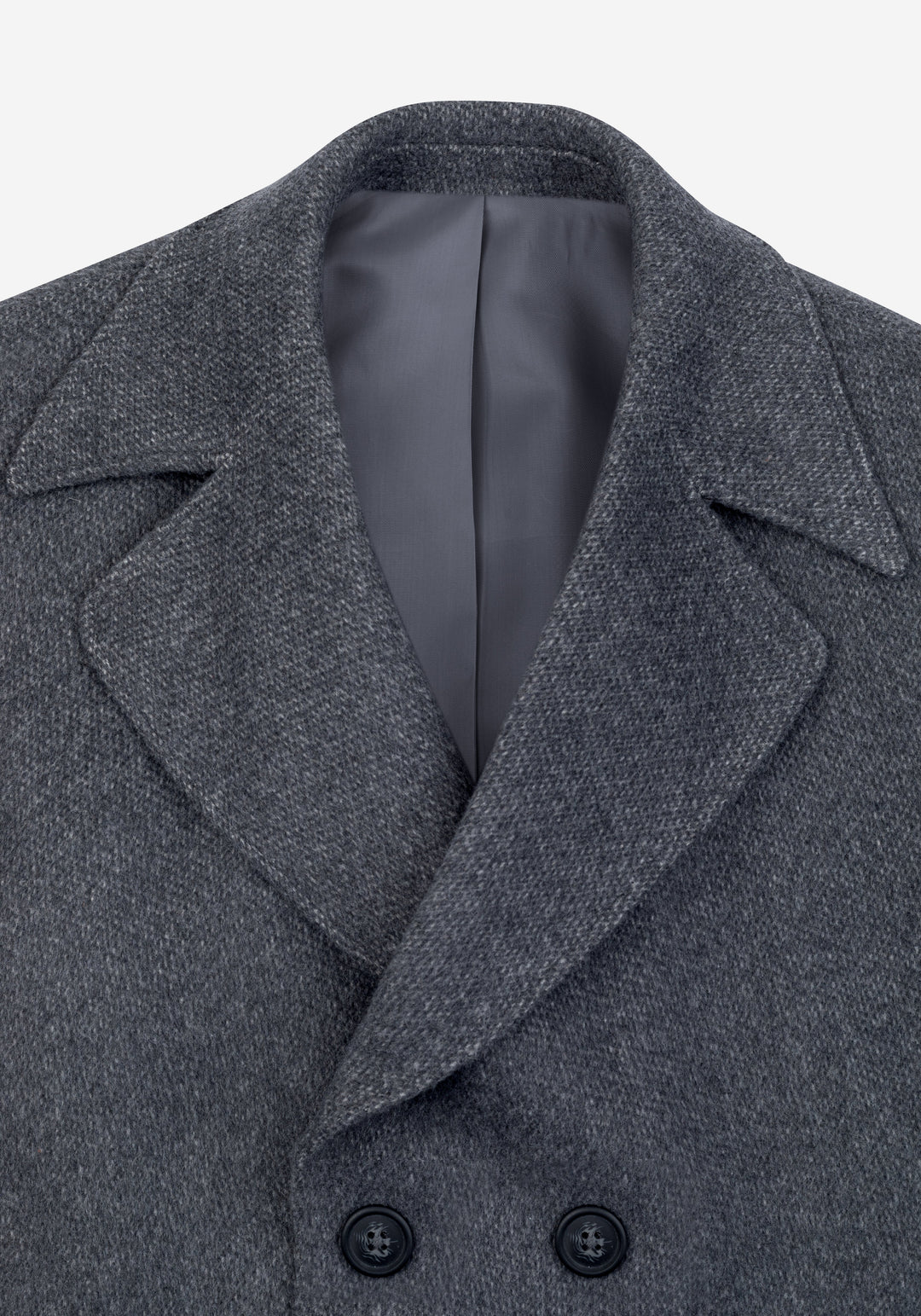 Ice Grey Double-Breasted Poly Coat