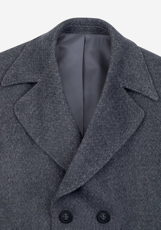 Ice Grey Double-Breasted Poly Coat
