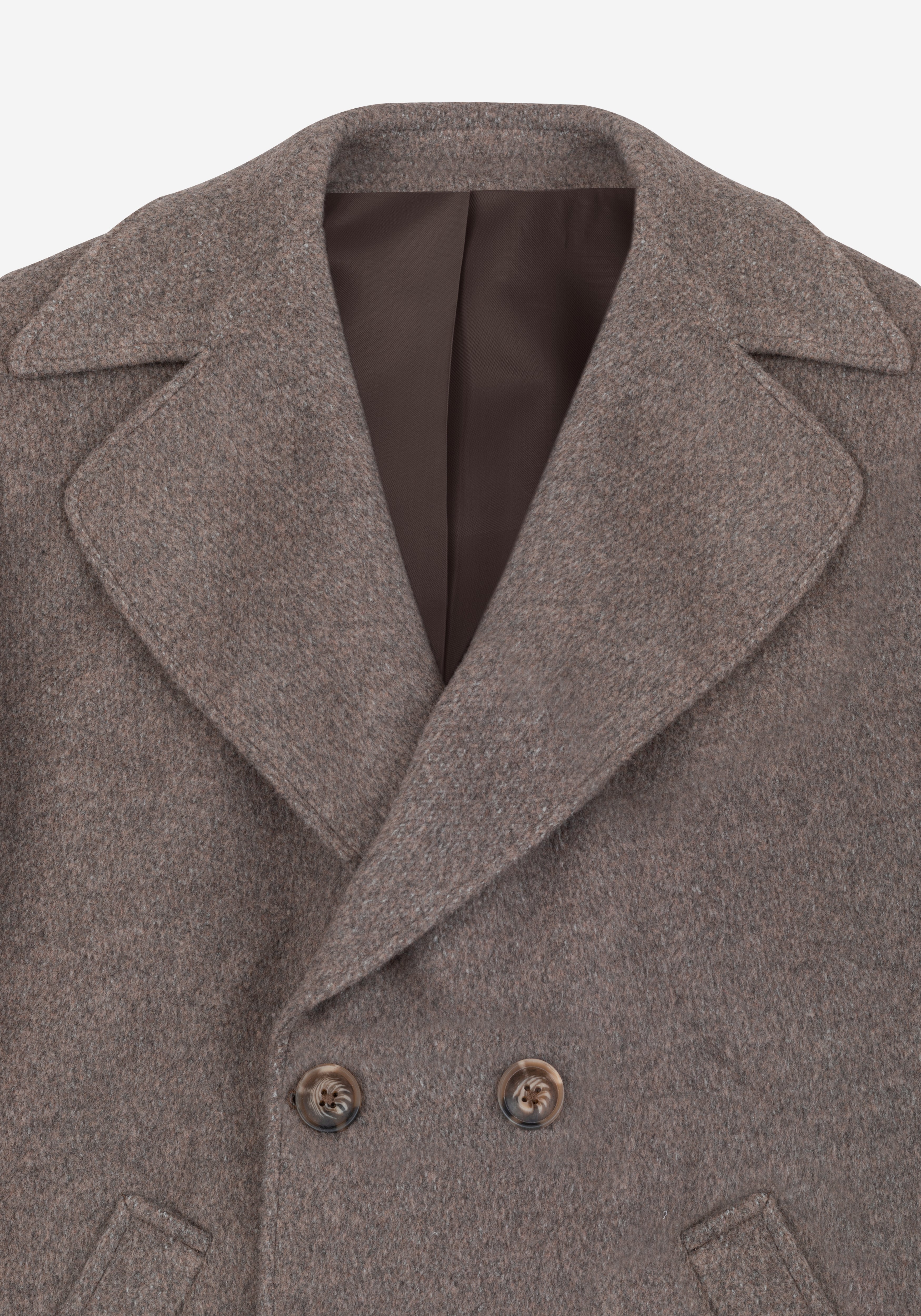 Savanna Beige Double-Breasted Poly Coat