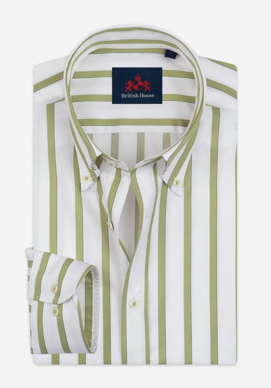 Moss Olive Stripe Signature Twill Shirt