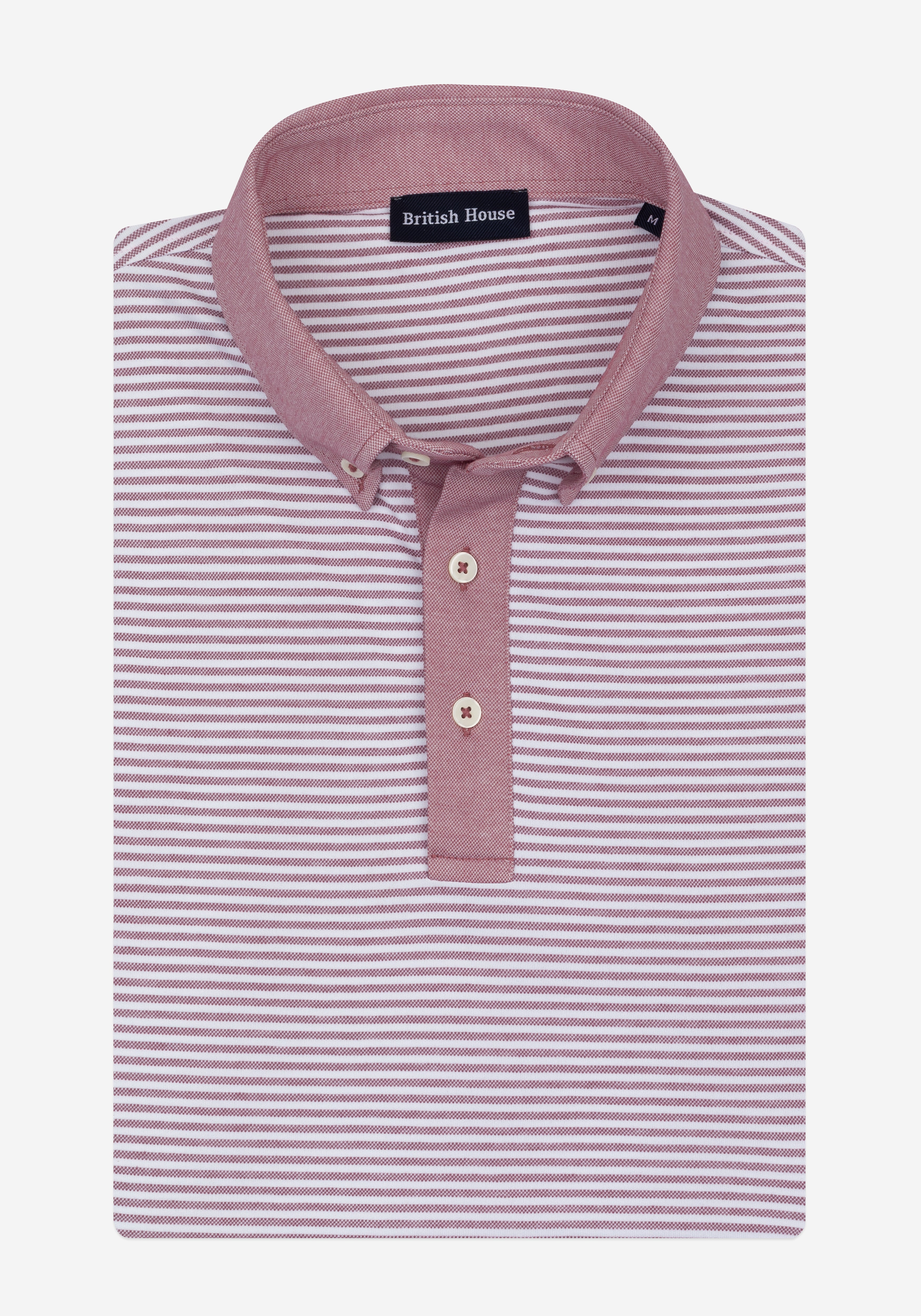 Burnt Rose Stripe Cotton Polo Shirt