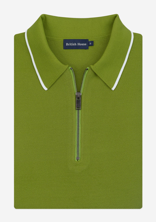 Moss Green Polyamide Knitted Polo Shirt