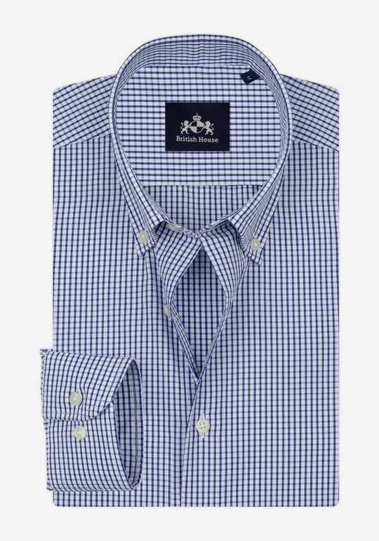 Classic Indigo Checked Poplin Shirt