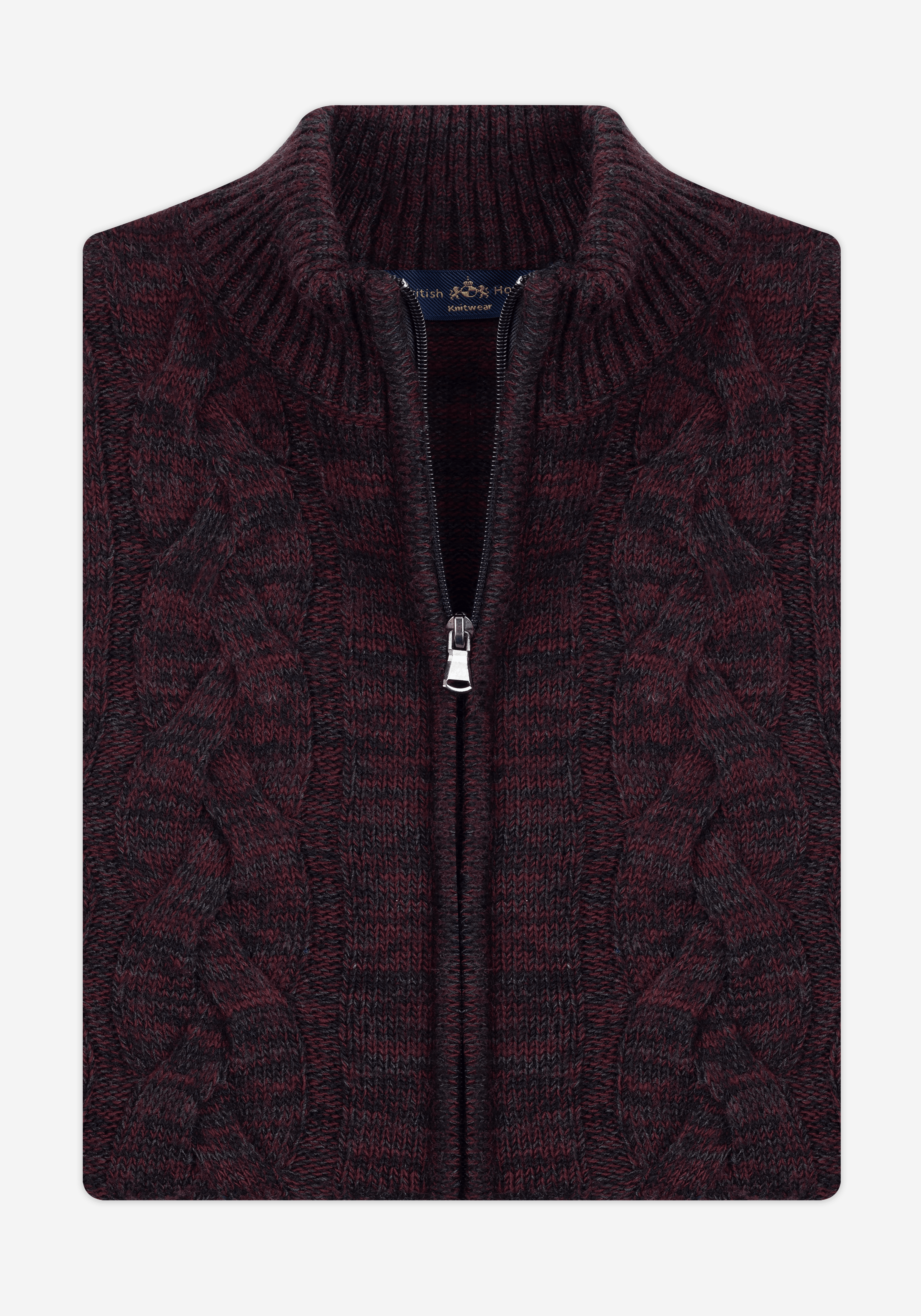 Rustic Burgundy Braided Zipped Pullover