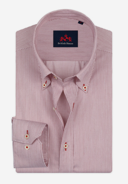 Crimson Red Stripe Signature Twill Shirt