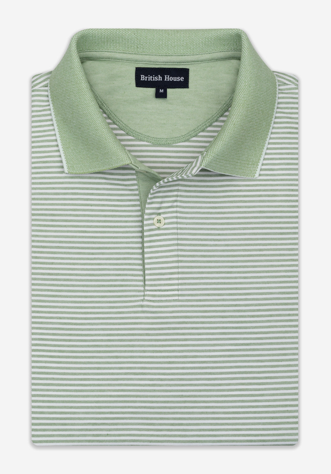 Bud Green Stripe Cotton Polo Shirt