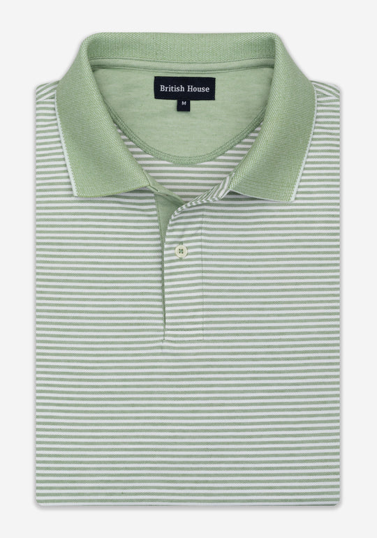 Bud Green Stripe Cotton Polo Shirt