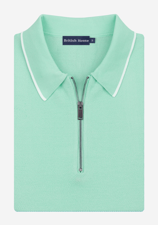 Coastal Mint Polyamide Knitted Polo Shirt