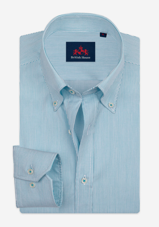 Arctic Turquoise Stripe Signature Twill Shirt