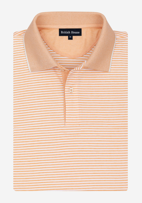 Mild Orange Stripe Cotton Polo Shirt