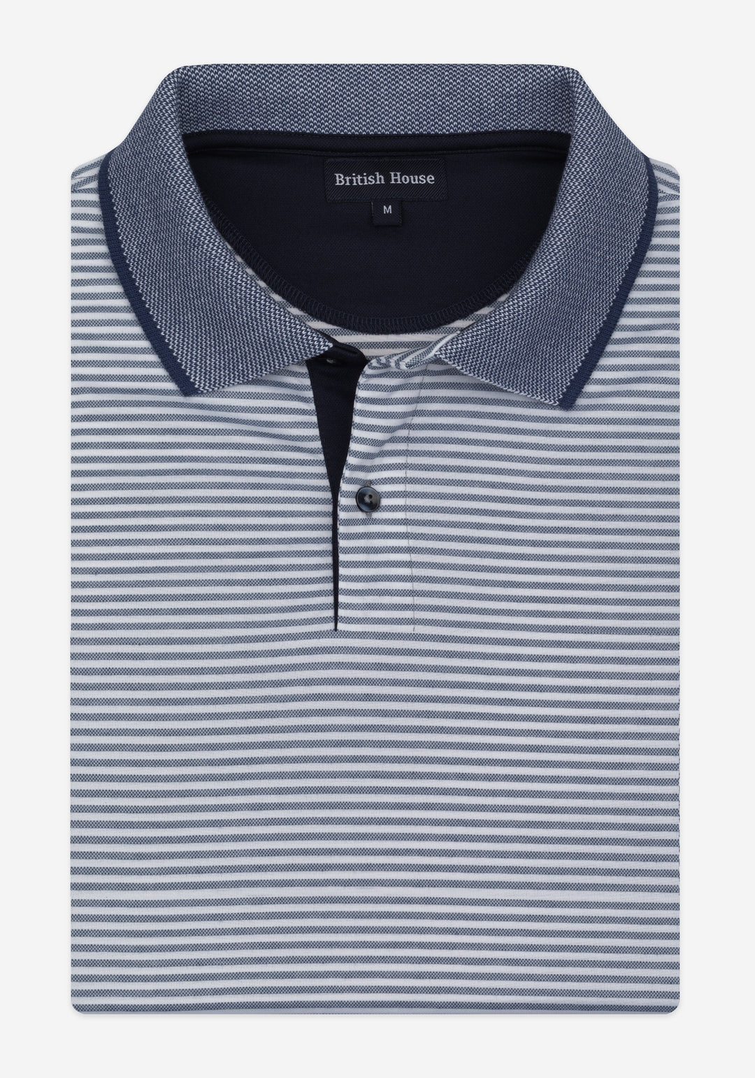 Pale Navy Stripe Cotton Polo Shirt