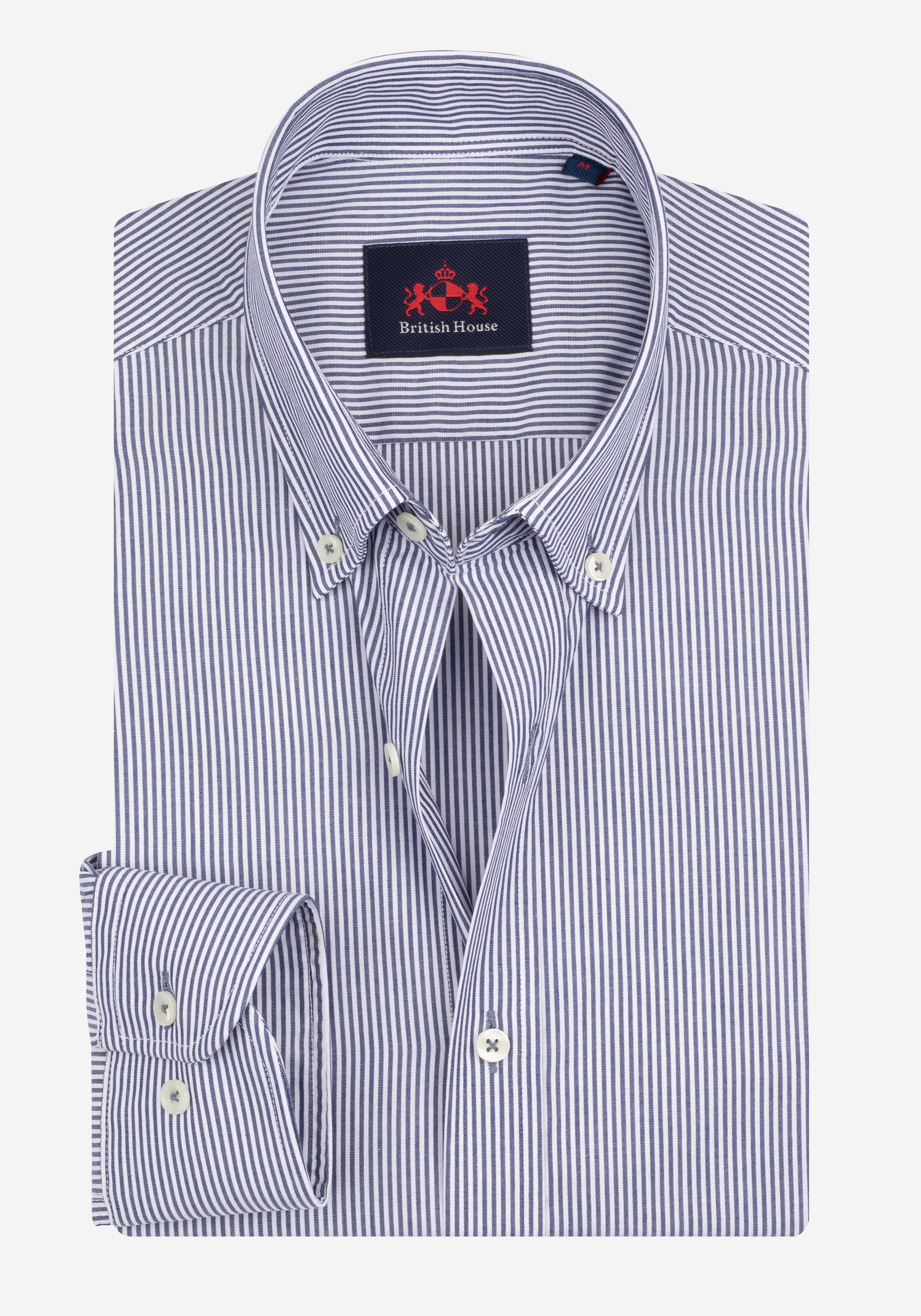 Crisp Navy Stripe Cotton Lycra Shirt