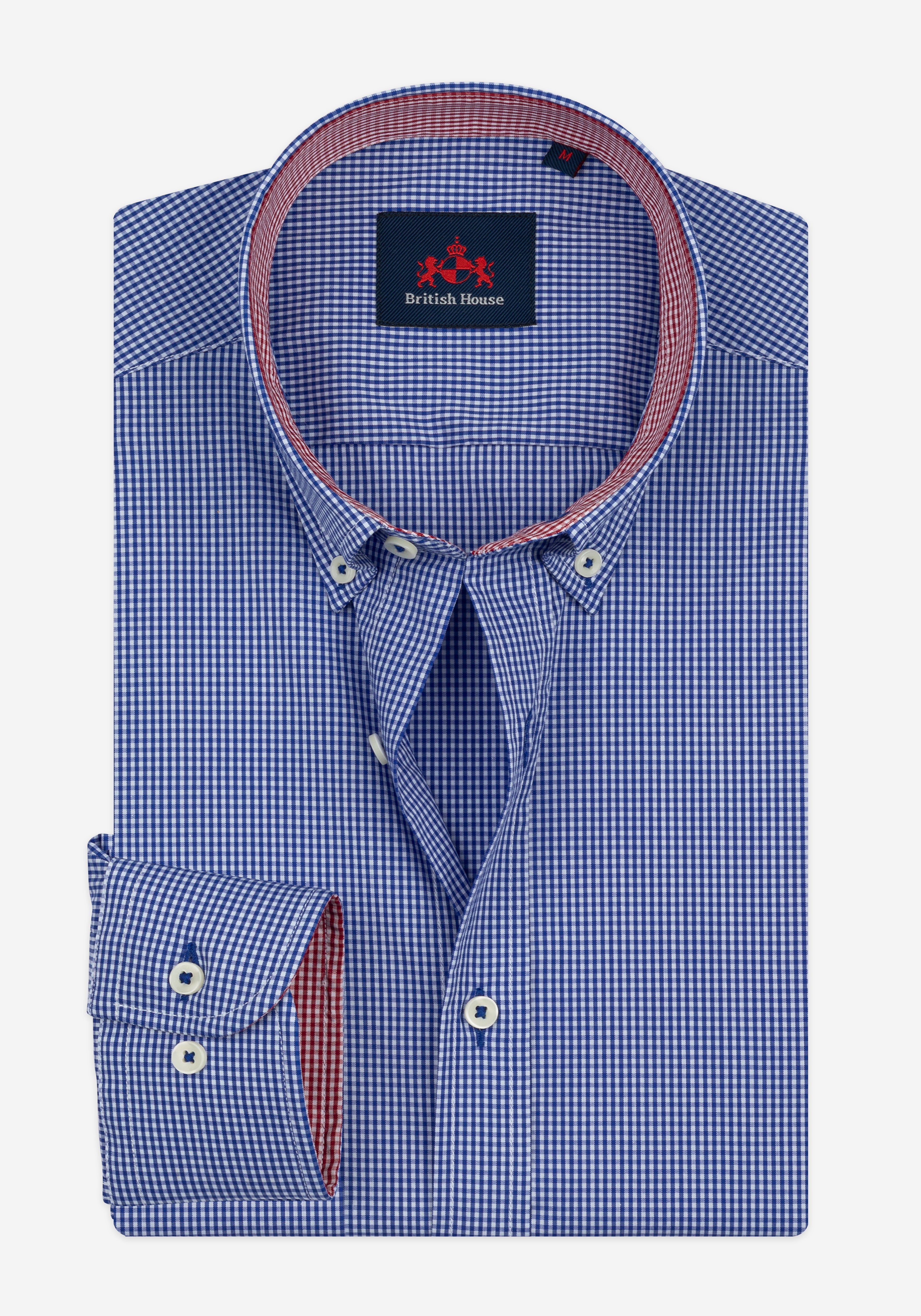 Royal Blue Checked Cotton Lycra Shirt