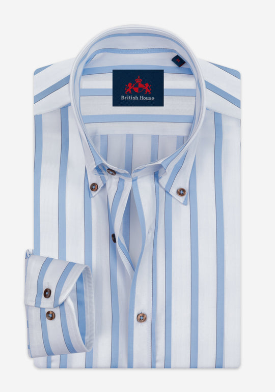 Frosted Blue Stripe Signature Twill Shirt