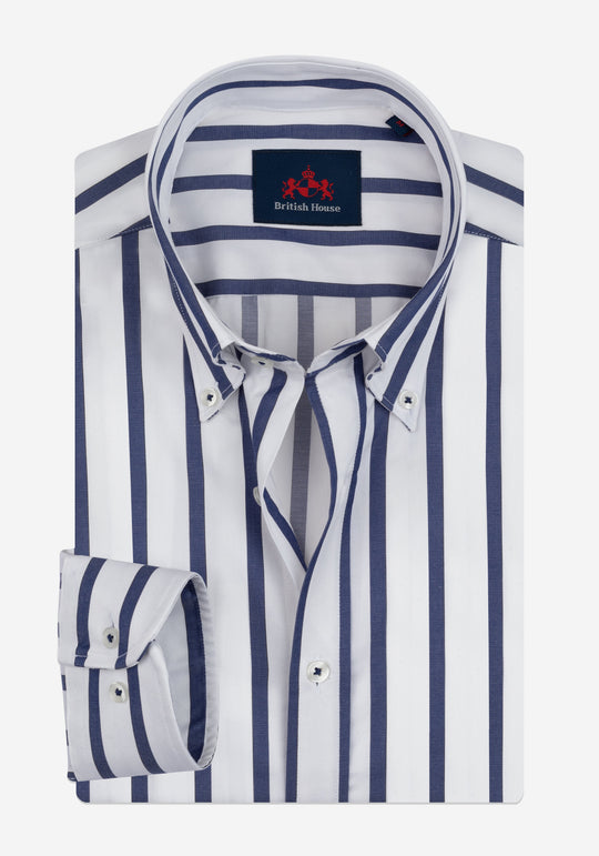 Steel Navy Stripe Signature Twill Shirt