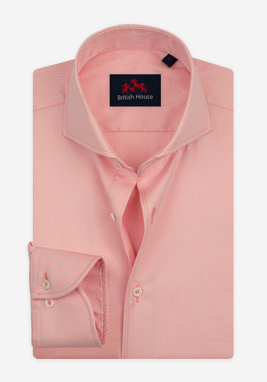 Salmon Glow Stripe Signature Twill Shirt