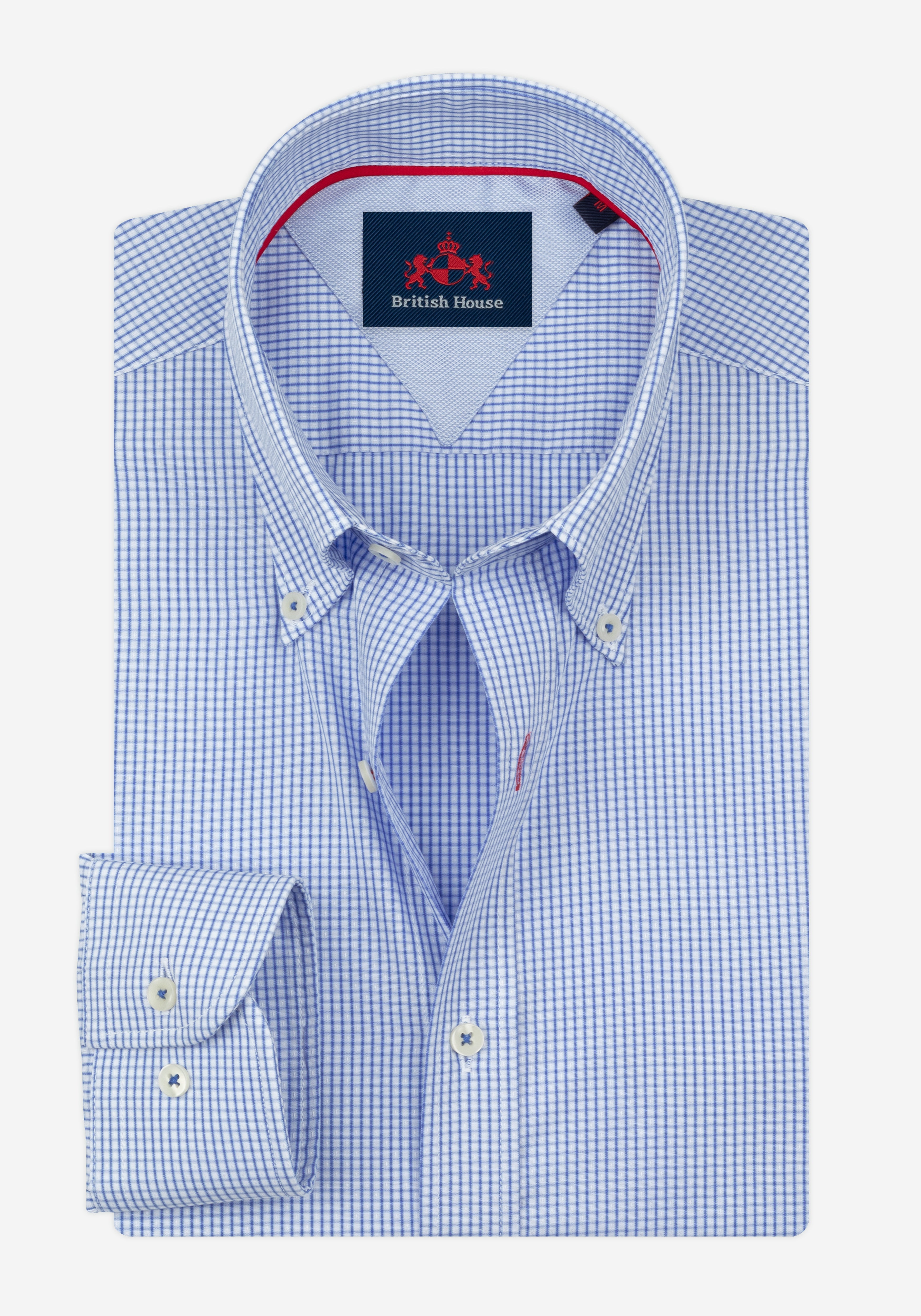 Blossom Blue Checked Basket Weave Shirt