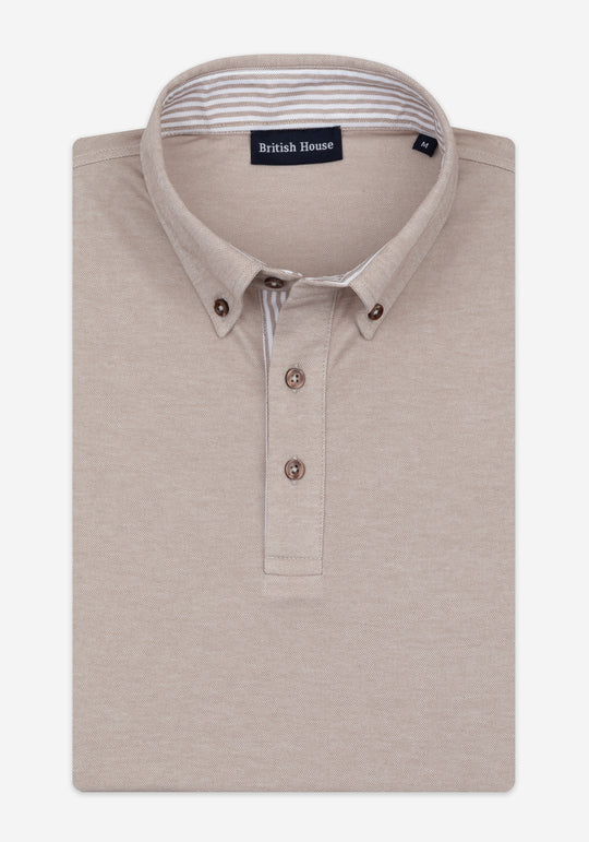 Dull Beige Cotton Polo Shirt