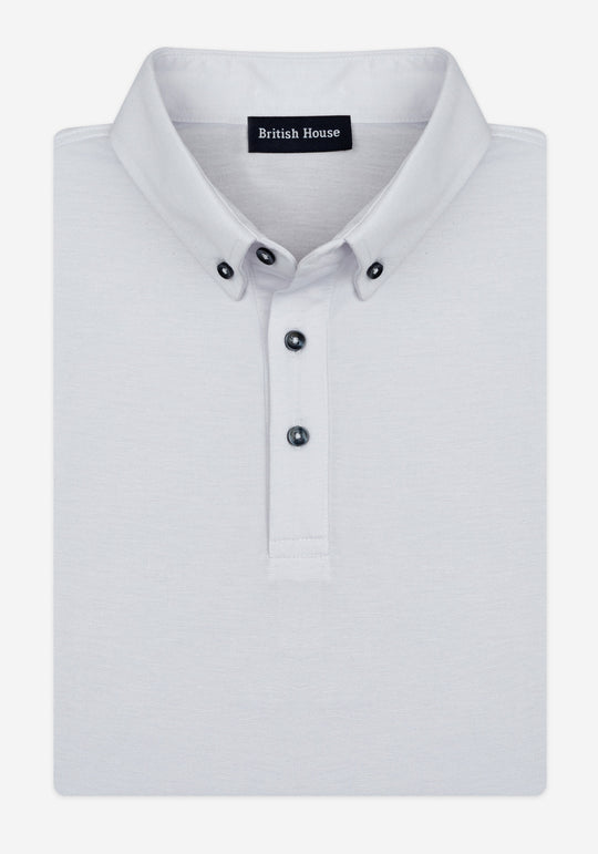 Swan White Soft Knit Polo Shirt