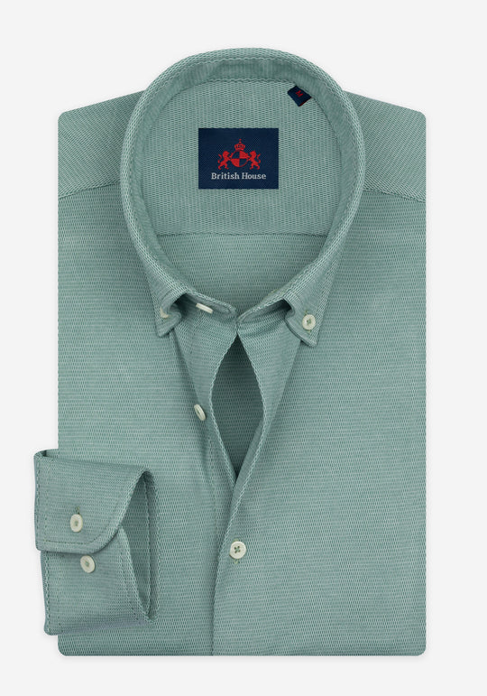 Mist Green Knitted 4-Way Stretch Shirt