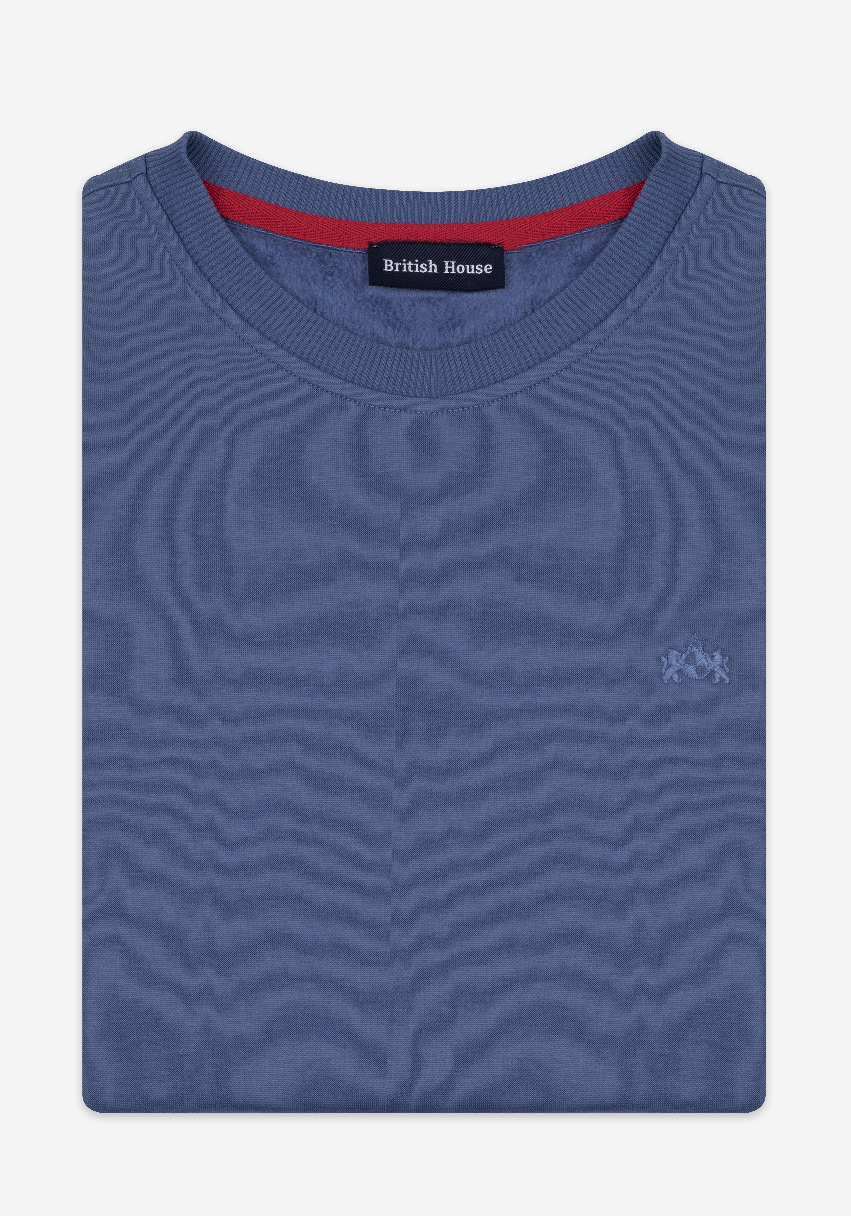 Faded Blue Faux-Fur Sweatshirt