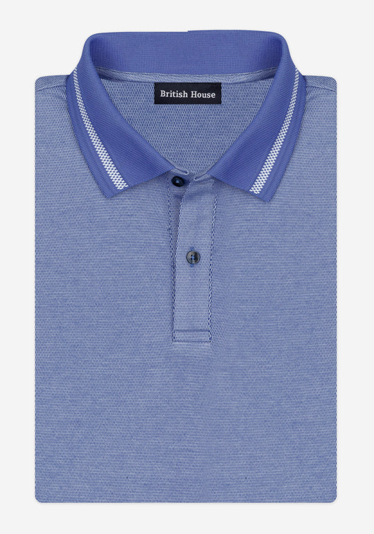 Coastal Blue Cotton Polo Shirt