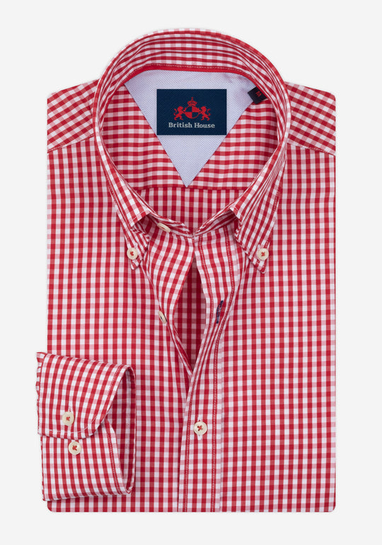 Cardinal Red Checked Poplin Shirt