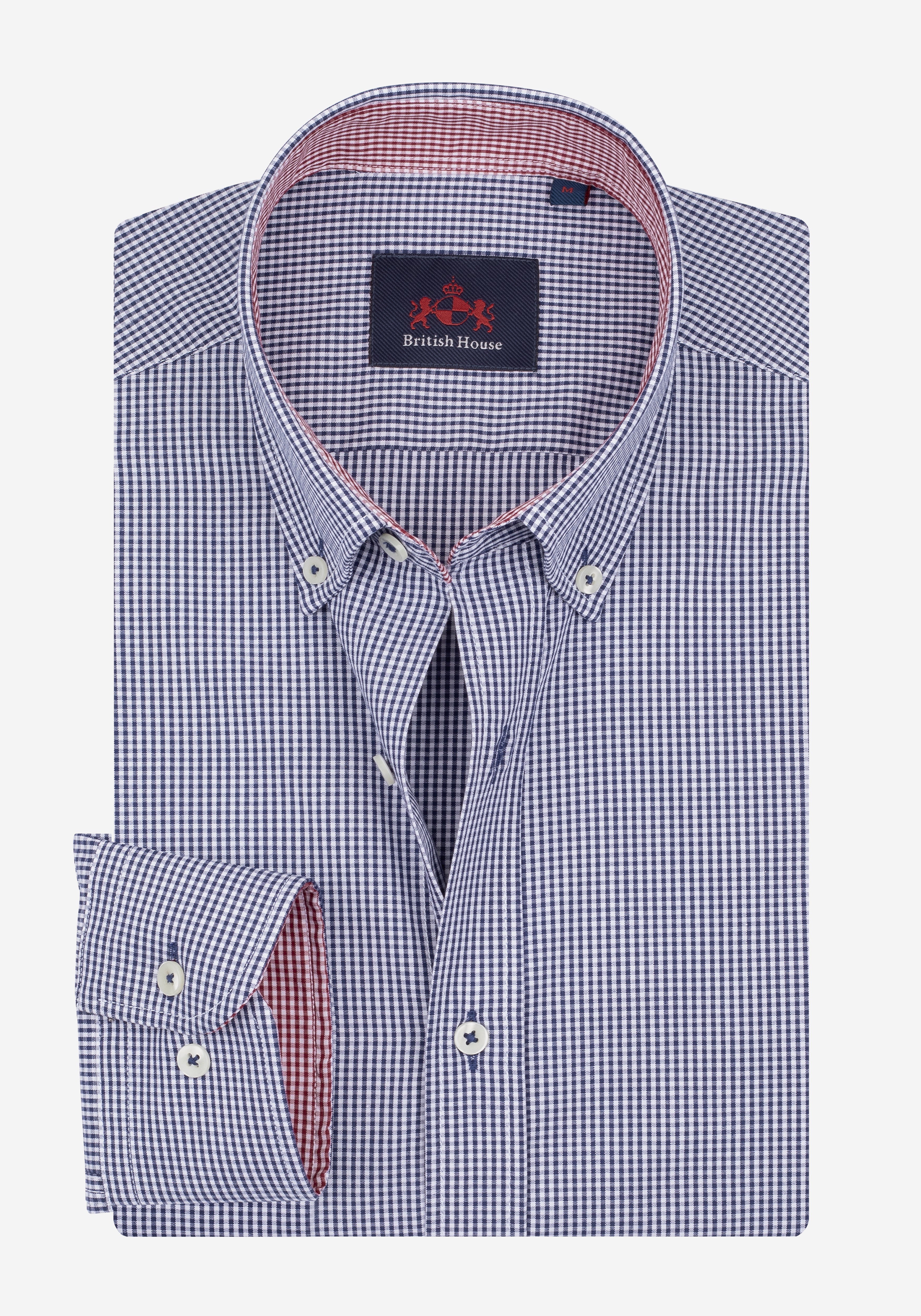 Midnight Navy Checked Cotton Lycra Shirt
