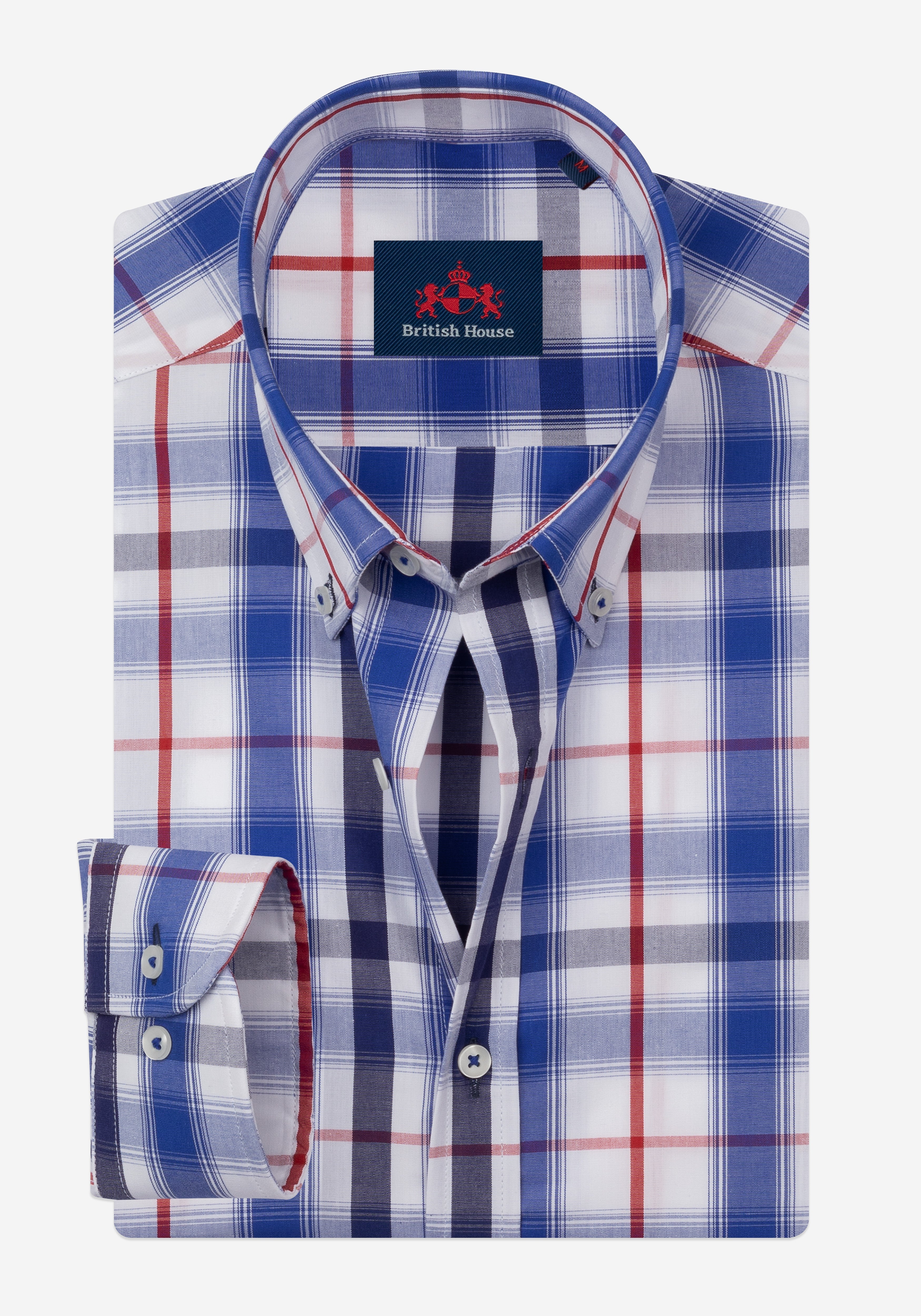 Steel Blue Checked Poplin Shirt