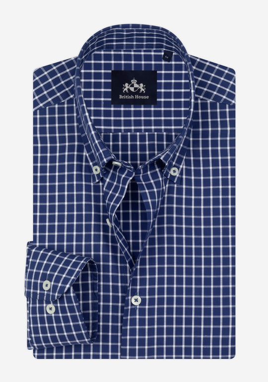 Windsor Navy Checked Poplin Shirt