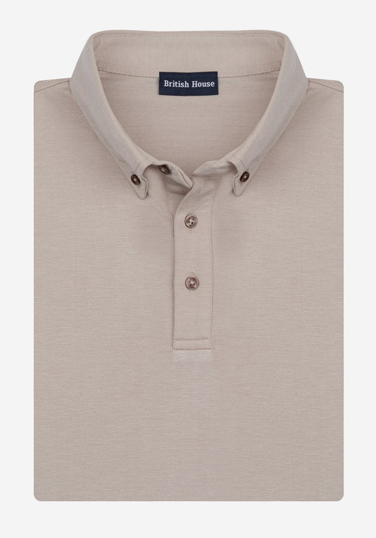 Clay Beige Soft Knit Polo Shirt
