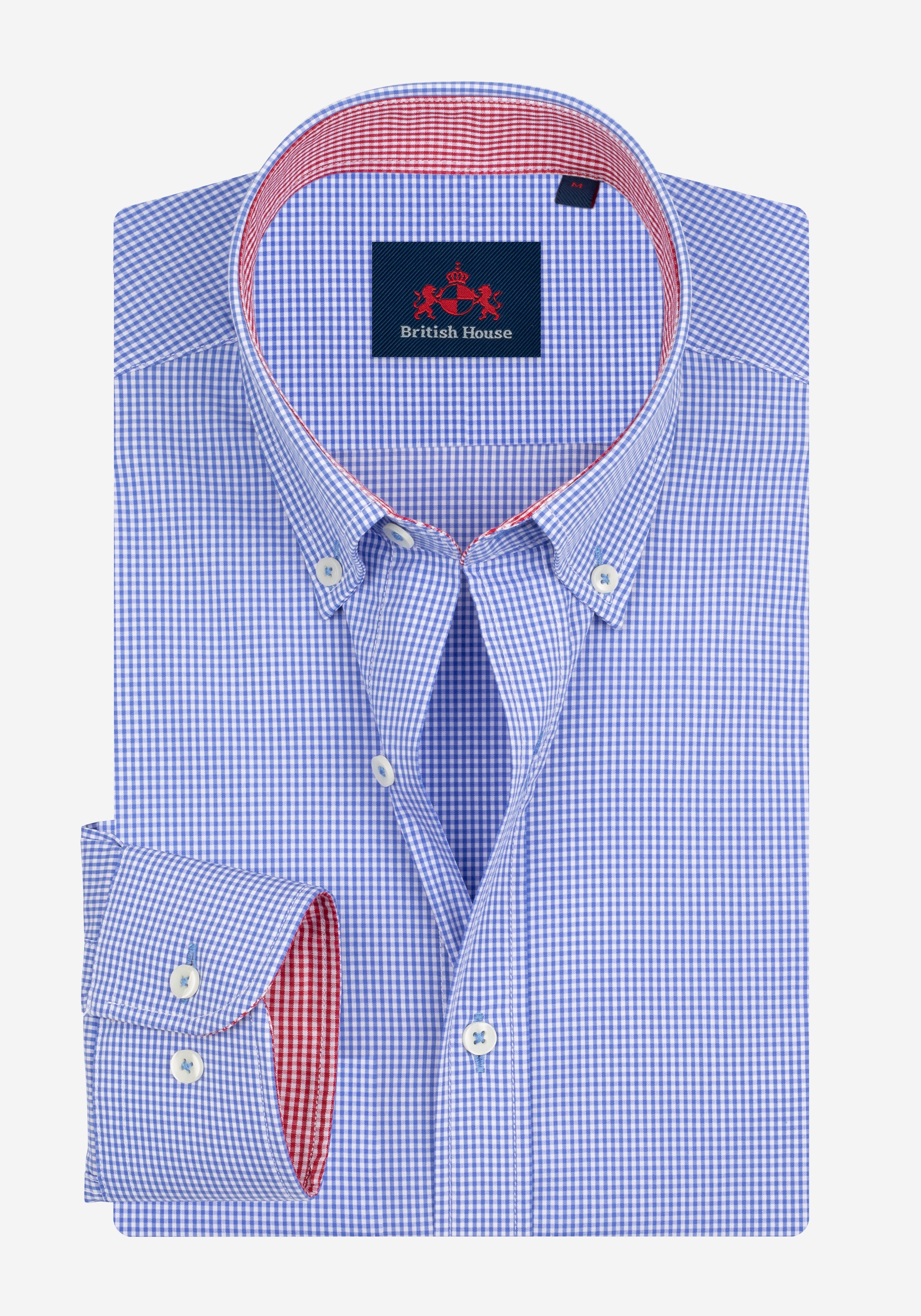 Majesty Blue Checked Cotton Lycra Shirt