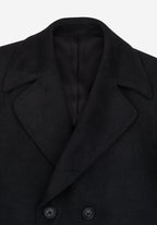 Shadow Black Double-Breasted Poly Coat