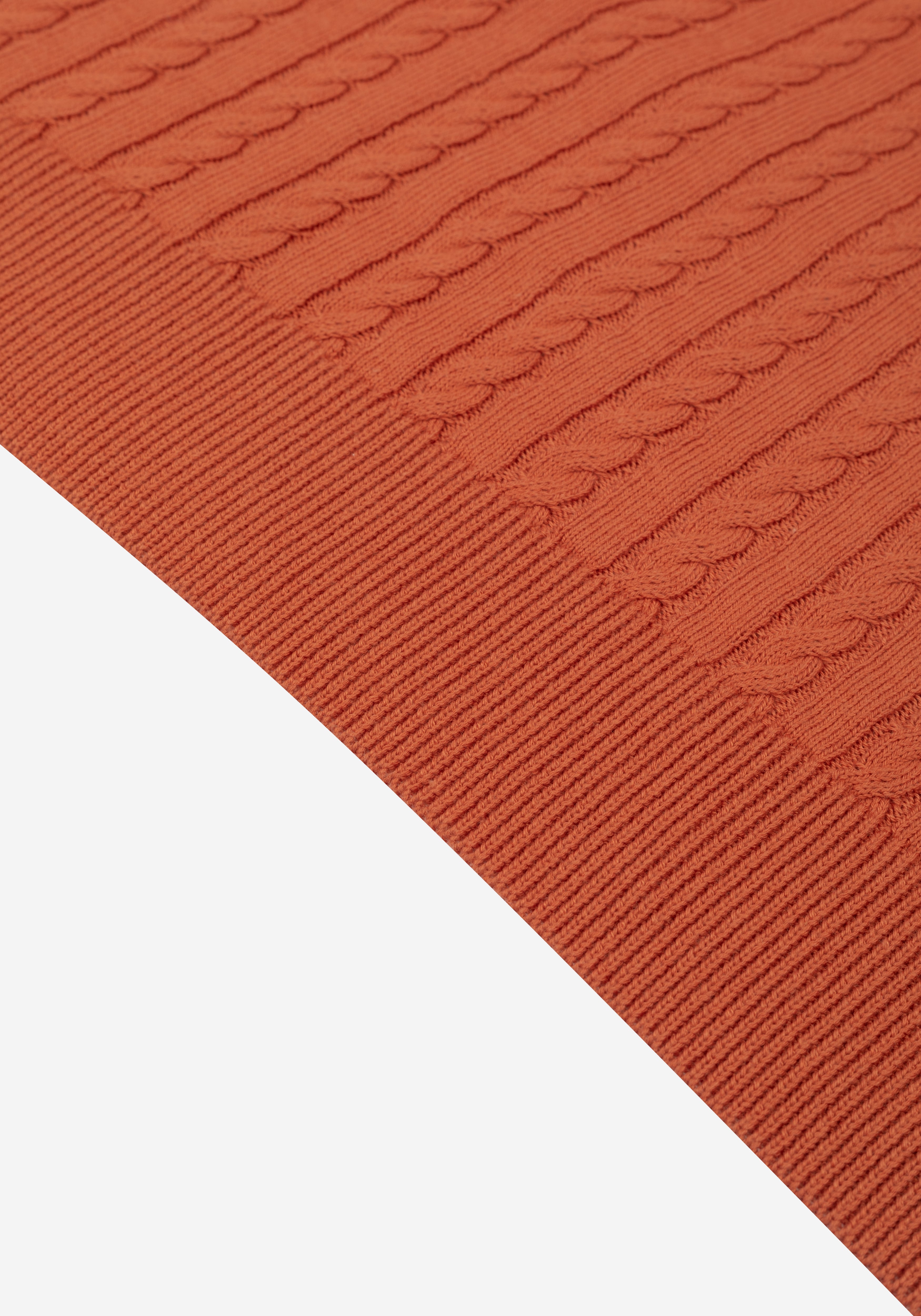 Burnt Orange Braided Knitted Polo Shirt