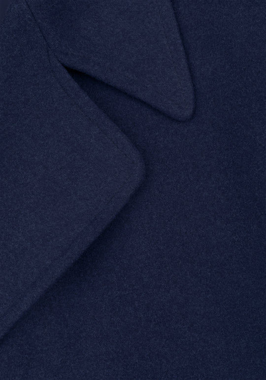Marine Blue Double-Breasted Poly Coat