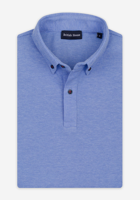 Bayside Blue Waffle Polo Shirt