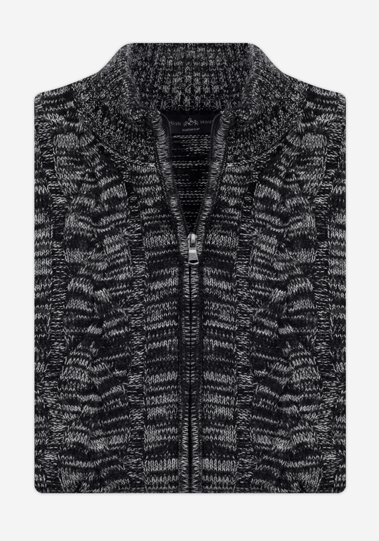 Lunar Grey Braided Zipped Pullover