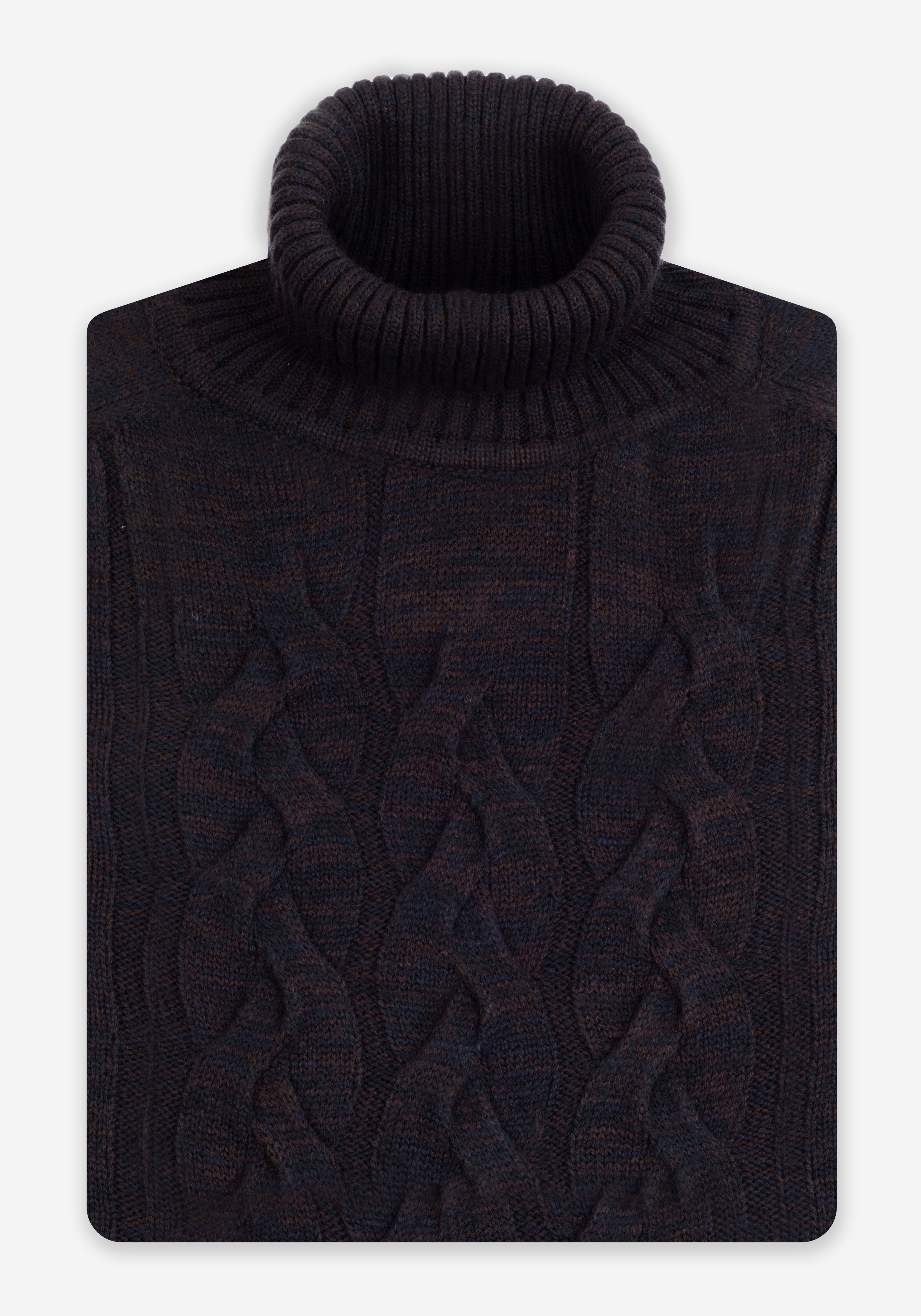 Bistre Brown Braided Turtle Neck Pullover