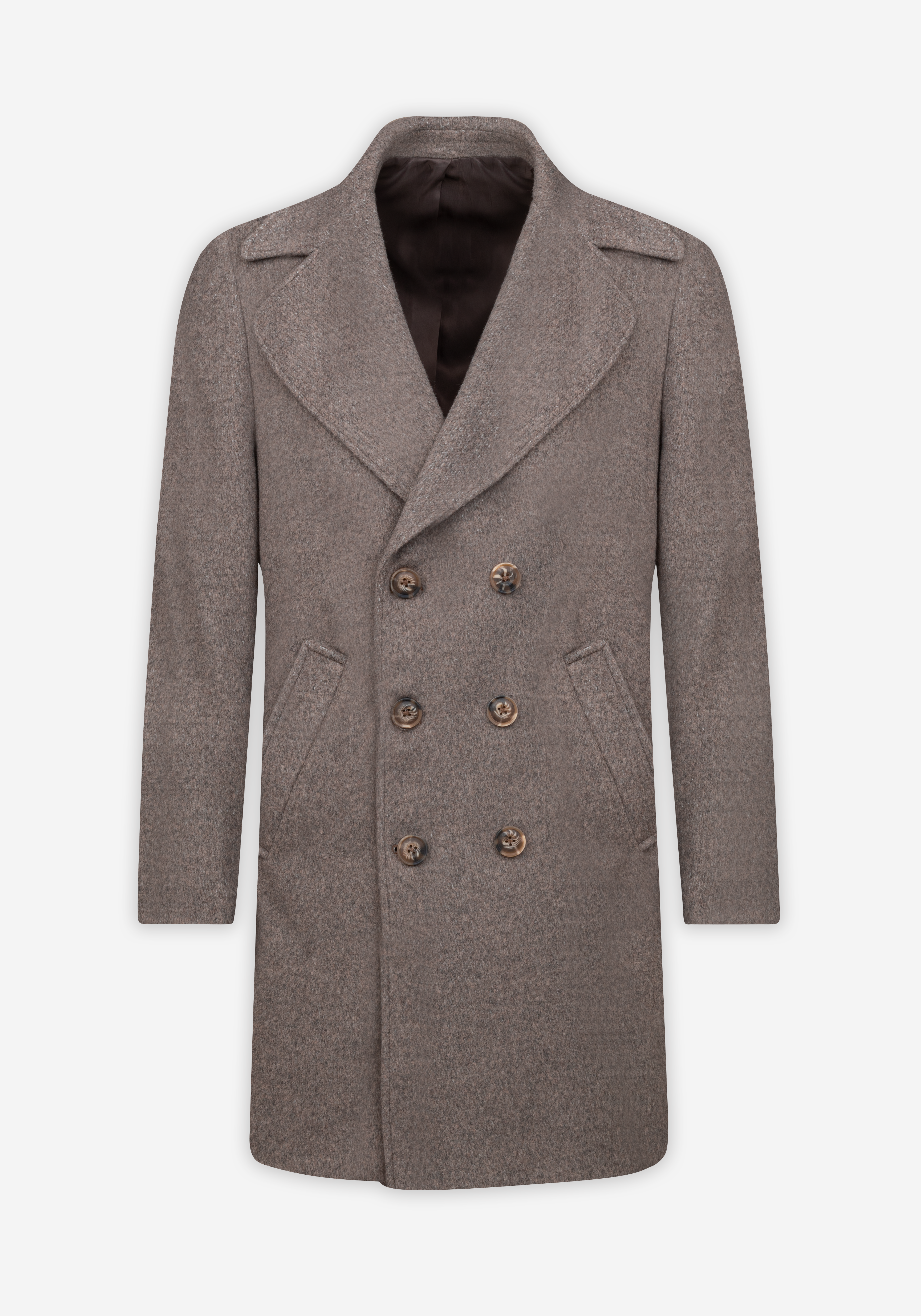 Savanna Beige Double-Breasted Poly Coat