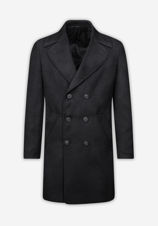 Stone Grey Double-Breasted Poly Coat