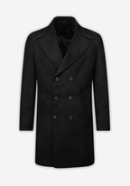 Shadow Black Double-Breasted Poly Coat