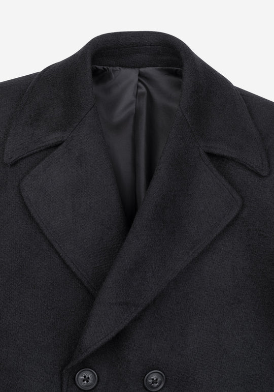 Stone Grey Double-Breasted Poly Coat